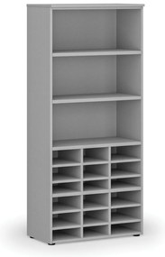 Regał sortujący PRIMO GRAY, 800 x 420 x 1781 mm, 18 przegród, szary