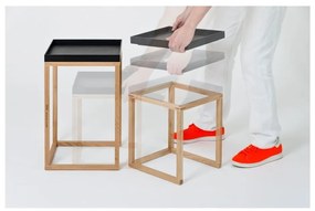 Zestaw 2 stolików z drewna dębowego z czarnym blatem Wireworks Oak