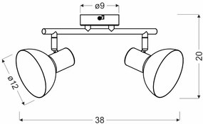 Regulowana lampa sufitowa loft czarny + złoto - Z028-Engo