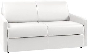 Kanapa 2-osobowa z ekspresowym mechanizmem rozkładania z ekoskóry CALIFE - Kolor: biały - Miejsce do spania: 120 cm - Materac 14 cm