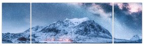 Obraz gór z gwieździstym niebem (170x50 cm)