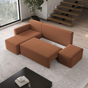 Masseno Narożnik VELOTTI z funkcją spania i pojemnikiem na pościel Narozniki L, Rozkładana sofa - Miedziany, QUELLE 54