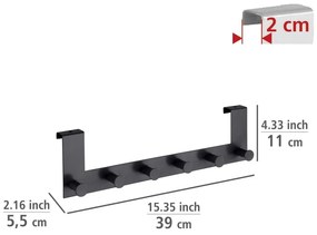 Czarny metalowy wieszak na drzwi 39 cm Celano – Wenko