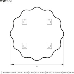 Lustro dekoracyjne o nieregularnym kształcie z podświetleniem  WAVE Simple LED | Różne rozmiary | Różne kolory : Kolor tafli szkła - Srebrny, Średnica - 50 cm