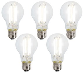 Zestaw 5 inteligentnych żarówek LED E27 ściemnialnych A60 przezroczystych 7W 806 lm 2700-6500K