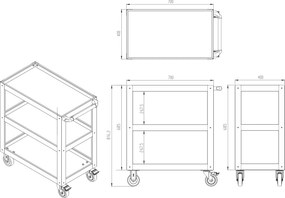 Metalowy wózek narzędziowy do warsztatu Hugo 70x40x81,6 cm czerwony
