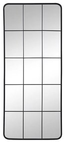 Lustro w kształcie okna, z metalu, w industrialnym stylu – 60 × 140 cm (szer. × wys.) – kolor czarny SCIARA