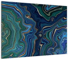 Obraz na szkle - Zielono - niebieski marmur (70x50 cm)