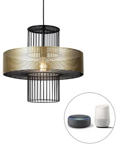 Inteligentna lampa wisząca złota z czarnym 50 cm z Wifi G95 - TessDesignerski Oswietlenie wewnetrzne