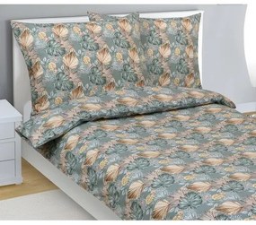 Bellatex Pościel bawełniana Monstera, róże szary,140 x 200 cm, 70 x 90 cm