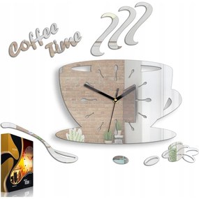 Zegar ścienny w kształcie filiżanki akrylowy coffe time mirror okrągły