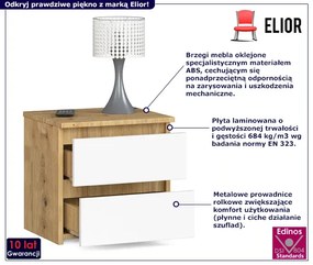 Skandynawska szafka nocna z szufladami dąb artisan + biały - Atika 3X