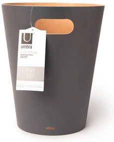 Ciemnoszary drewniany kosz na śmieci 7,5 l Woodrow – Umbra