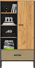 Regał niski COLIN 04 dąb złoty craft/czarny ML MEBLE