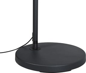 Nowoczesna lampa łukowa czarna z czarnym abażurem z tkaniny - Arc Basic