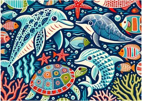 Obraz – Rysowane zwierzęta wodne (70x50 cm)