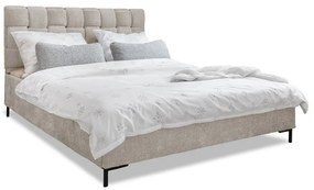 Beżowe tapicerowane łóżko dwuosobowe ze stelażem 140x200 cm Eve – Miuform