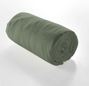 Prześcieradło muślinowe z gumką w kolorze khaki 140x190 cm Angelia – douceur d'intérieur