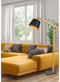 Czarno-naturalna lampa stojąca z metalowym kloszem (wysokość 156 cm) Harris – Trio