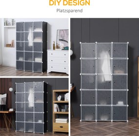 HOMCOM Szafa w Designie Kostek, 2 Duże i 9 Małych Kostek, Plastik, Metal, 111D x 47S x 183W cm, Czarno-Biały