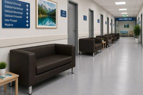 Sofa Monaco : Kolor nogi - Chrom, Kolor tkaniny - EKO-SKÓRA - 19D, Typ tkaniny - Eko-skóra , Wysokość nogi - 15 cm