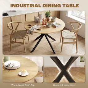 HOMCOM Okrągły stół jadalniany dla 4 osób, stół kuchenny w stylu industrialnym ze stalowymi nogami, do jadalni, kuchni, dąb | Aosom PL