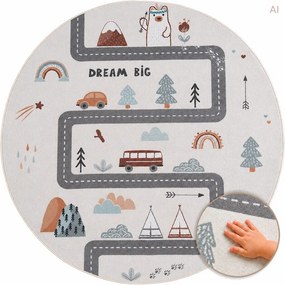 Dywan dziecięcy Coco Miasteczko kremowe koło 200 cm x 200 cm