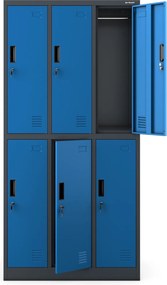 Szafa szkolna 6-skrytkowa Igor 90x45x185 cm, antracyt/niebieski