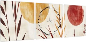 Obraz - Rośliny i okręgi (z zegarem) (90x30 cm)