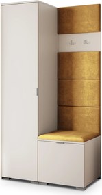Masseno Garderoba LORI 95/181/51 cm Nowoczesna Szafa do Przedpokoju Kaszmir, MONOLITH 48 (Żółty)