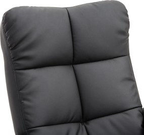 HOMCOM Fotel relaksacyjny TV z funkcją obrotu 360° i podnóżkiem Rozkładany Czarny Drewniana rama 80x86x99cm | Aosom PL