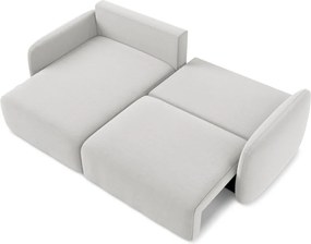 Jasnoszary aksamitny rozkładany/ze schowkiem narożnik (lewostronny/z szezlongiem) Kalena – Makamii