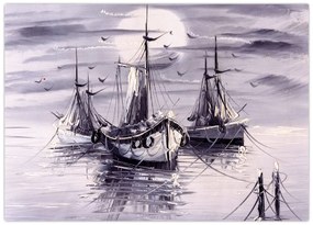 Obraz na szkle - Port, obraz olejny (70x50 cm)