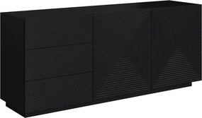Komoda Asha 167 cm dwudrzwiowa z szufladami - czarny mat