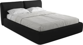Łóżko 180 x 228 - z tkaniny szenilowej - czarny - HOKU
