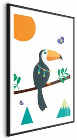 Plakat Tukan i motyle 29,7x42 cm z ramą czarną z marginesem ARTGEIST B