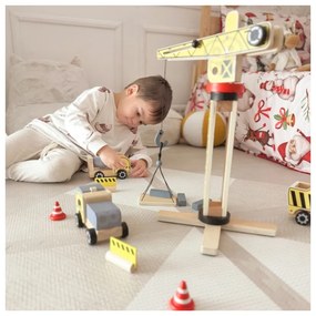 Woopie green drewniany plac budowy 5w1 ruchomy dźwig xxl pojazdy budowlane 13 el. fsc