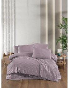 Fioletowa adamaszkowa pościel dwuosobowa z prześcieradłem/4-częściowa 200x220 cm – Mila Home