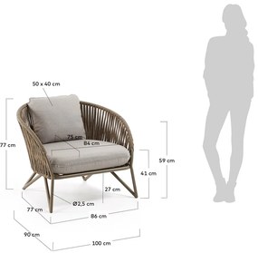 Jasnoszary/brązowy metalowy fotel ogrodowy Branzie – Kave Home