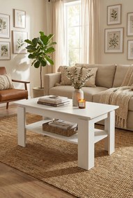 Biała ława prostokątna z półką D0-L17