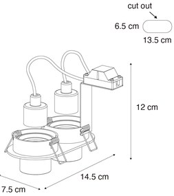 Set van 6 inbouwspots wit GU10 35mm kantelbaar 2-lichts - Installa Nowoczesny Oswietlenie wewnetrzne