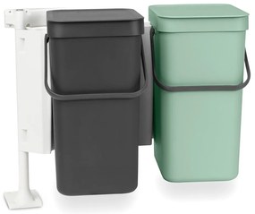 Miętowo-ciemnoszary plastikowy kosz na śmieci do segregacji odpadów do zabudowy 24 l Sort & Go – Brabantia
