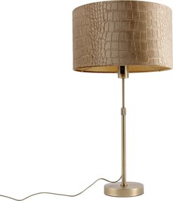 Lampa stołowa brązowa z aksamitnym abażurem Crocodile 35 cm - Parte
