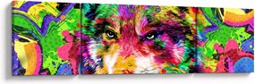Obraz - Wilk z graffiti (170x50 cm)