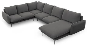 Ciemnoszara sofa w kształcie litery U Cosmopolitan Design Vienna, lewostronna