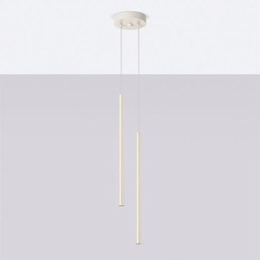 Lampa wisząca nowoczesny Brill, stal - 2 źródło światła 4000K - L.15 x H.104 cm - beżowy