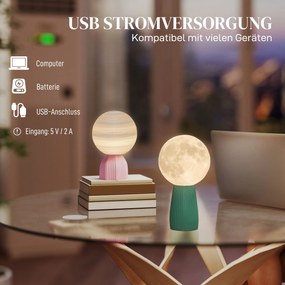 Zestaw lamp biurkowych HOMCOM w wyglądzie planetarnym, 3 kolory, USB, tworzywo, Biały