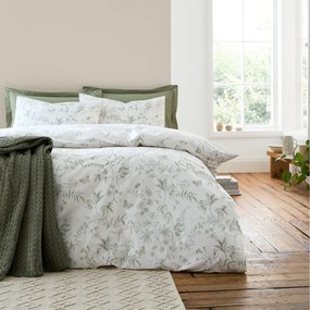 Zielono-kremowa bawełniana pościel dwuosobowa 200x200 cm Thea Floral – Bianca