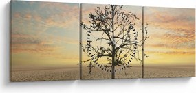Obraz - Drzewo na pustyni (z zegarem) (90x30 cm)