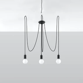 Żyrandol EDISON 3 czarny SOLLUX  LIGHTING